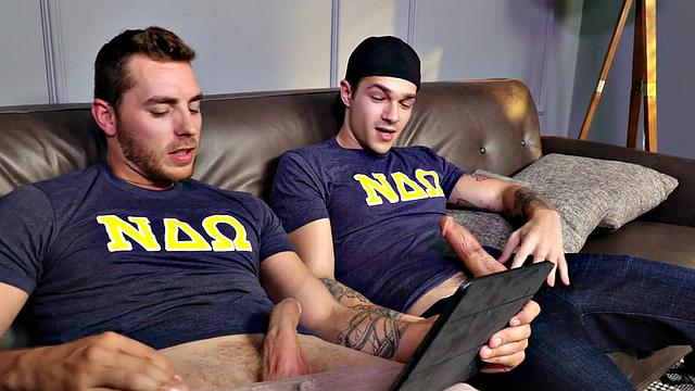 Inked stud cums after bareback by assfucked BF