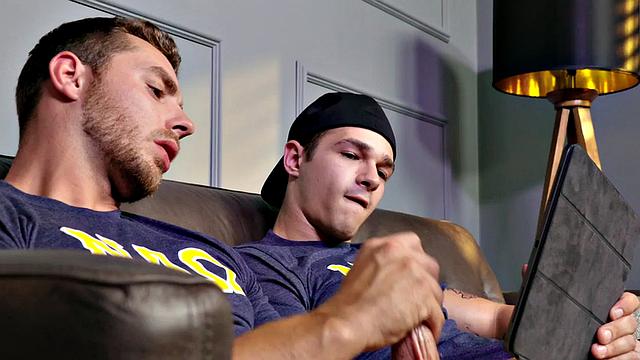 Inked stud cums after bareback by assfucked BF