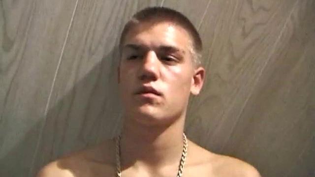 Lance is hot when he looks into the camera and plays with his cock. He asks if we want to suck his dick, before blowing a warm cum load all over his chair and having a taste for the very first time.