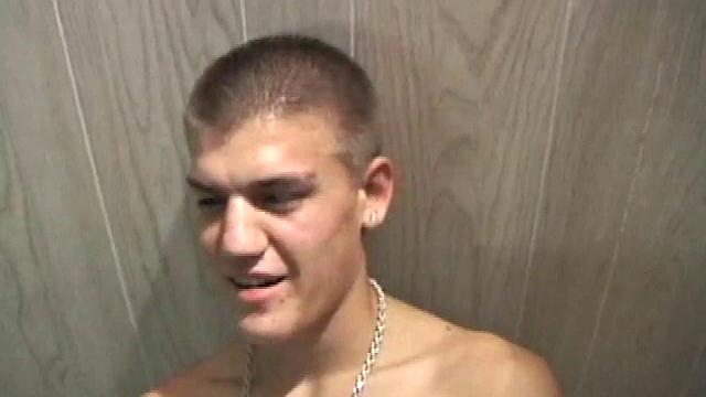 Lance is hot when he looks into the camera and plays with his cock. He asks if we want to suck his dick, before blowing a warm cum load all over his chair and having a taste for the very first time.