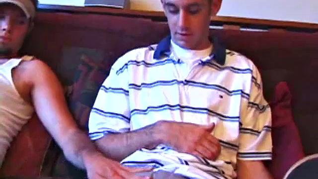 The boys are watching some porn, when Apollo leans over to give Tag some. Tag strokes Apollo, and it looks like this straight boy wants to give him some.