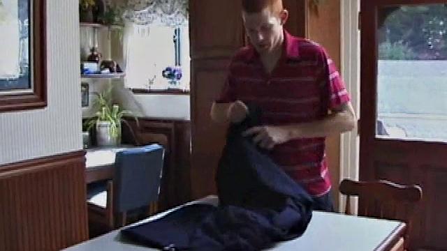 Always horny red haired skater covers the kitchen table with a large towel, stretches out a tape measure the length of the table, grabs a porn magazine, removes his shirt, and gets right down to business.