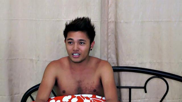 A brand new ticklish Asian twink has joined our den of tickling. His name is Evo and he was surely a lively one! He's got really cute feet, and so ticklish! So Alex and Vahn strapped him down spreadeagled on the bed and tickled him.