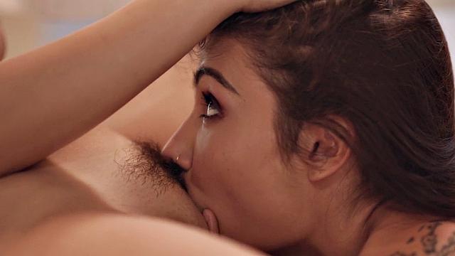 Pussylicking nympho eats hairy BFF bigtitted dyke