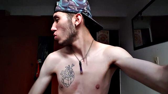 Pervert Boy is back and the super skinny Latin boy is only wearing an open shirt and boxer briefs when he starts his solo jerk off. Standing, he pushes down the undies and gives us a look at that little butt of his.