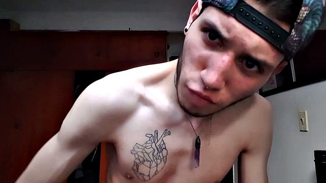 Pervert Boy is back and the super skinny Latin boy is only wearing an open shirt and boxer briefs when he starts his solo jerk off. Standing, he pushes down the undies and gives us a look at that little butt of his.