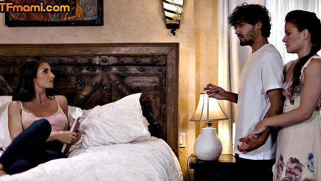 DTF stepmom fucked in taboo 3some by stepson cock