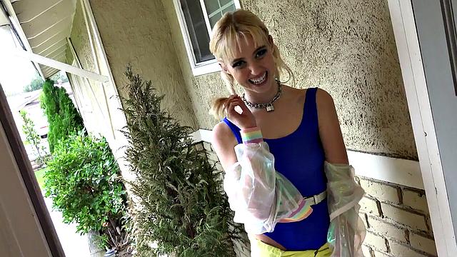 Submissive anal babe gagging cock before pounding