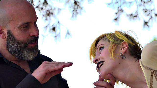 Femsub used in public suspension with spanking