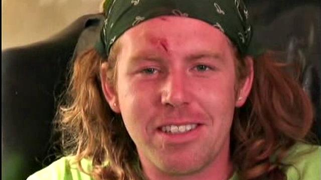 Not 10 minutes before I picked up this guy in downtown Atlanta, several guys stole his beer and beat him up, which explains the scrapes and bruises. Josh is 24 years old, 5' 4", and 150 pounds, and makes his living as a painter.