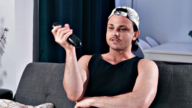 HETEROFLEXIBLE - Horny Jock Derek Kage Caught Babysitter Watching Soft Porn