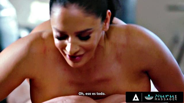 NURU MASSAGE - Steamy Threesome With Hot MILF Boss And Sexy Intern SPANISH SUBTITLES