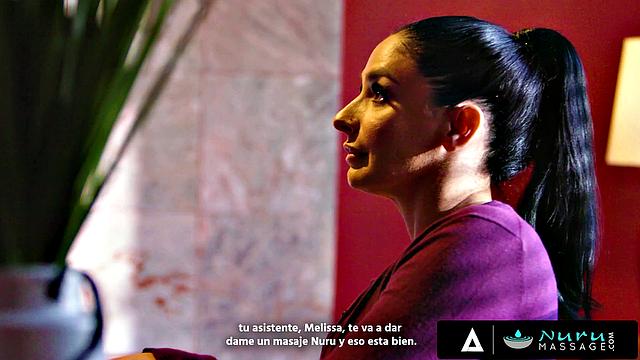 NURU MASSAGE - Steamy Threesome With Hot MILF Boss And Sexy Intern SPANISH SUBTITLES