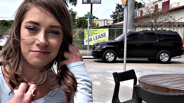 Watch this tattooed cutie spread her pussy and take a hard pounding from behind