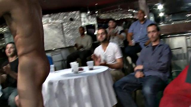 Amateur gays suck on public stripper party