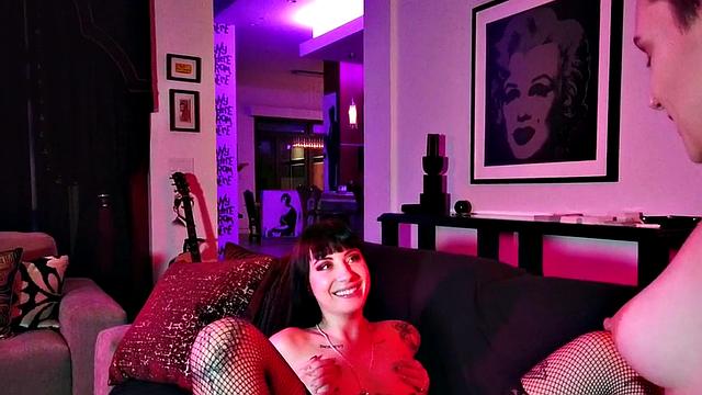 Tattooed girlfriend faceriding her girlfriend in stockings while enjoying a steamy inside-out session