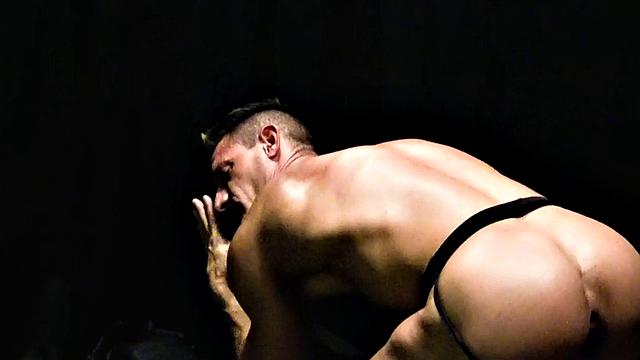 Rimming petite stud barebacks bottom in jockstrap in doggystyle