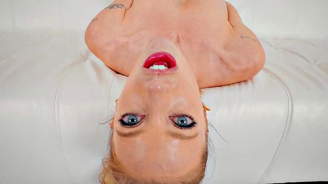 Facefucked tattooed babe in lingerie gagging on cock