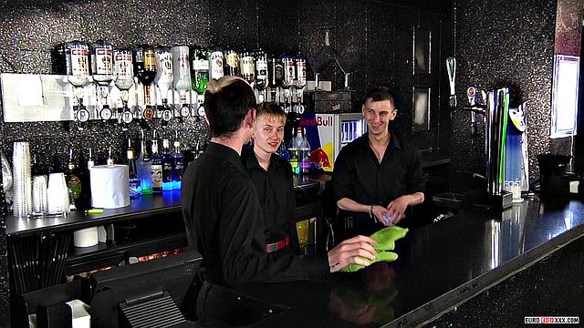 Bar Floor Threesome Fun - Corey, Jacob & Sky