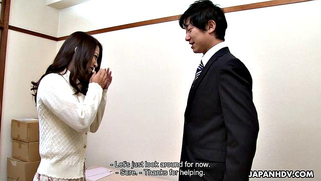 Cheating wife Satomi Suzuki bangs her husband's manager