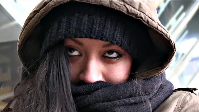 Stranger nails the tight pussy of a horny vagrants in a steamy shower