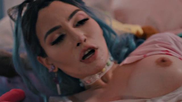 Tgirl toying tight ass before rimjob and boyfriend