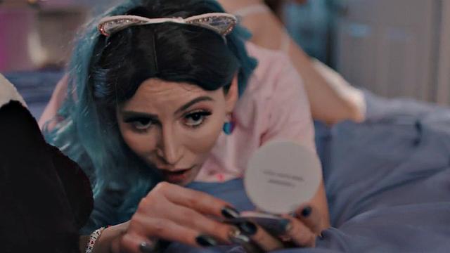 Tgirl toying tight ass before rimjob and boyfriend