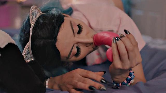 Tgirl toying tight ass before rimjob and boyfriend