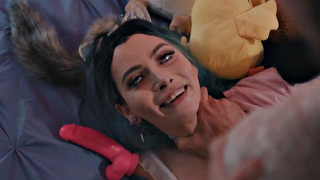 Tgirl toying tight ass before rimjob and boyfriend