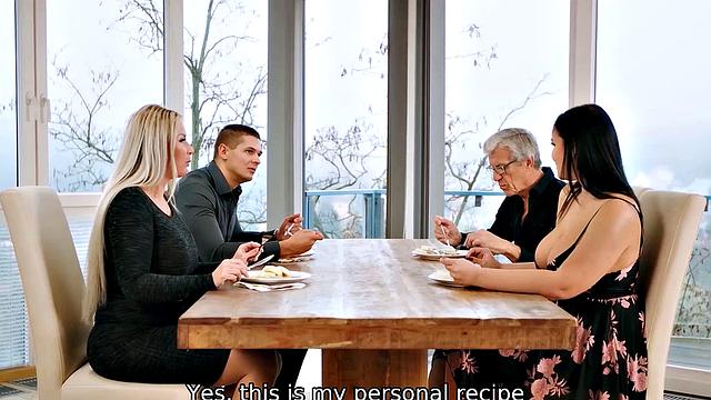 CUCK4K. Brunette fucked hard into hairy pussy in the presence of the husband