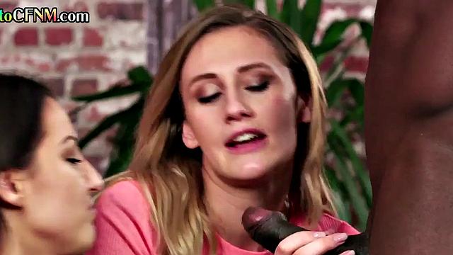 Interracial loving sluts in blowjob contest