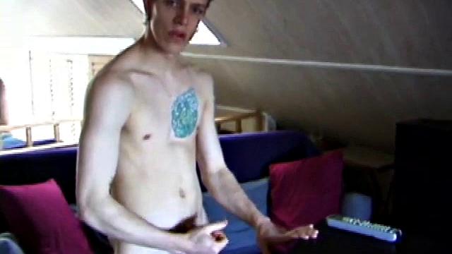 After getting naked in the bedroom, Shane delivers another hot stroke show. He lubes up his dick, works it stiff and jerks off until he squeezes out a warm cum load.