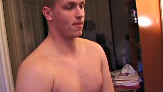 After getting hard, Jason pulls off his clothes to stroke his cock. The lube helps him keep it slippery while edging himself as many times as possible.