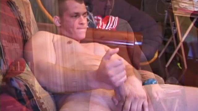 After getting hard, Jason pulls off his clothes to stroke his cock. The lube helps him keep it slippery while edging himself as many times as possible.