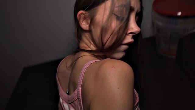 Real petite strips in public