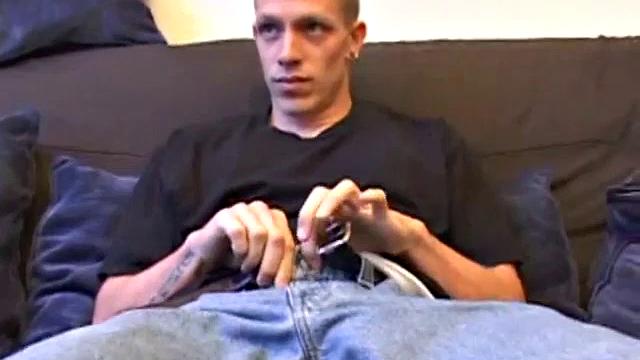 Young Shane gets on all fours to have his hole checked out by a handy friend. Shane looks over his shoulder as he enjoys the play. Then it's business as usual, as he goes to work stroking his cock and pumping out another load of cum.