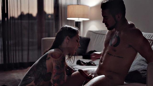 Weird inked stepsis deepthroats and rides stepbrother