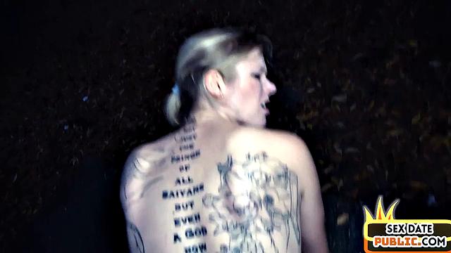 Real inked German babe public POV fucked outdoor