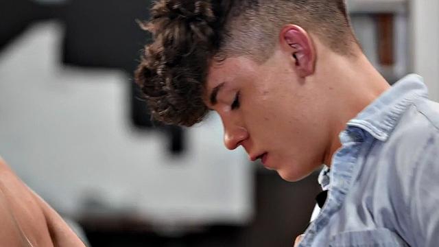 Twink stud fucks cowboy in asshole in meeting room