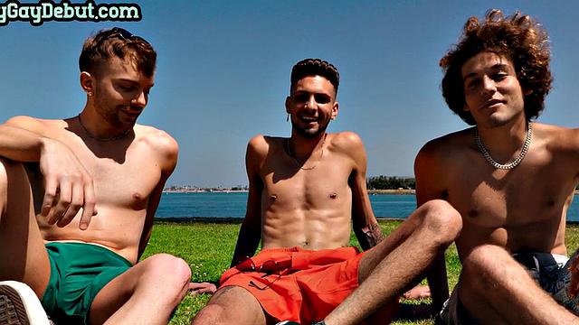 Debut inked stud barebacked in 3way after casting