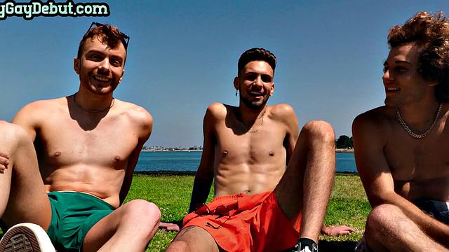 Татуированный новичок жестко отдается в тройничке после кастинга