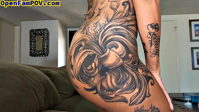 Blonde inked stepdaughter gets pounded