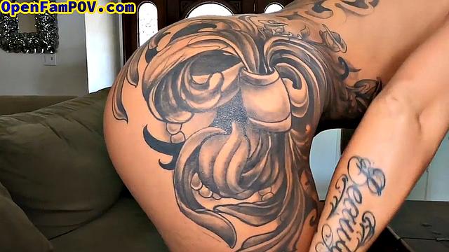 Blonde inked stepdaughter gets pounded