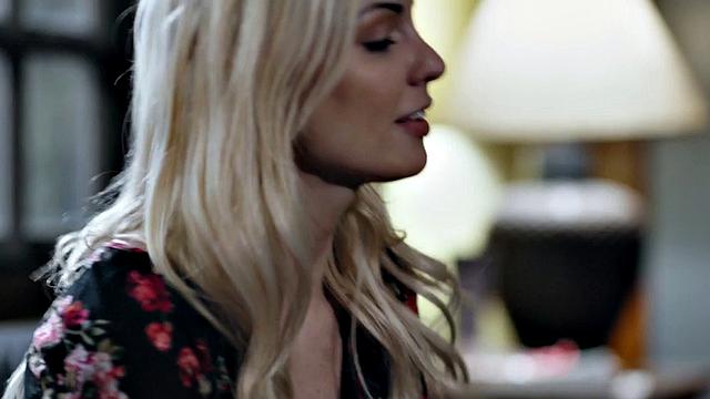 Lesbian babes enjoy passionate analtoying on couch