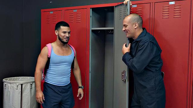 Brunette ballerina gets her pussy pounded while being locked in a locker room