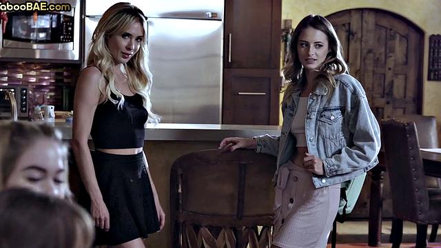 21yo lesbian babes pleasing big-titted MILF in 3-way on couch