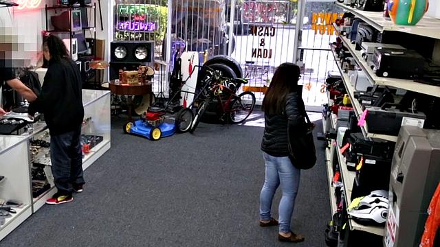 Pawnshop dirty babe fucked in doggystyle in meeting roo