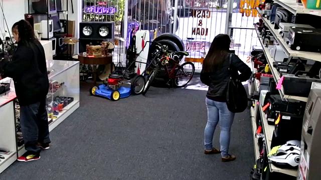 Pawnshop dirty babe fucked in doggystyle in meeting roo