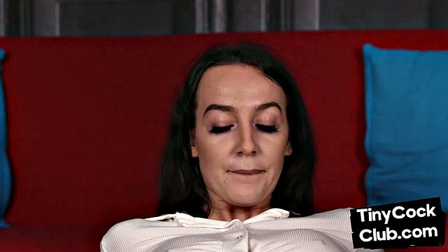 Nasty slut riding BBC in front of tiny cock