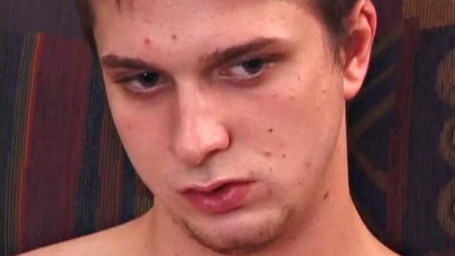 After getting totally naked, Jamie begins jerking off. The young man shows off his own cock, and then starts stroking with determination. Jamie finishes with a giant cum spurt onto his face.